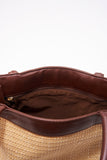 Chanel Raffia Tote Bag With Brown Leather Handles