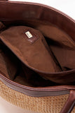 Chanel Raffia Tote Bag With Brown Leather Handles