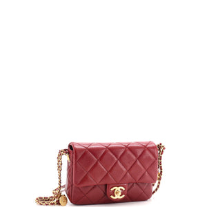 Twist Your Buttons Flap Bag Quilted Caviar Small