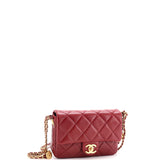 Twist Your Buttons Flap Bag Quilted Caviar Small