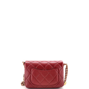 Twist Your Buttons Flap Bag Quilted Caviar Small