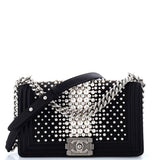 Boy Flap Bag Pearl Embellished Satin Old Medium