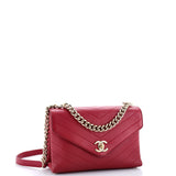 Coco Chevron Flap Bag Stitched Calfskin Small
