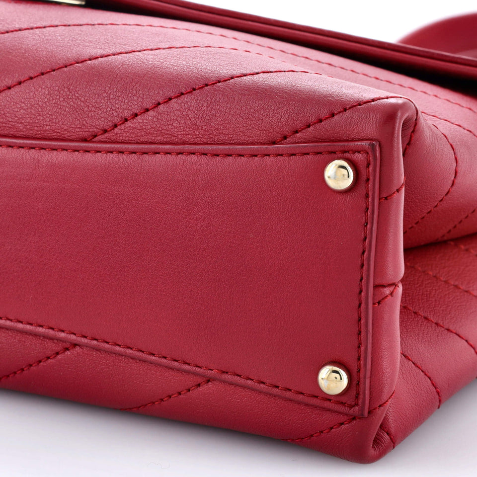 Coco Chevron Flap Bag Stitched Calfskin Small