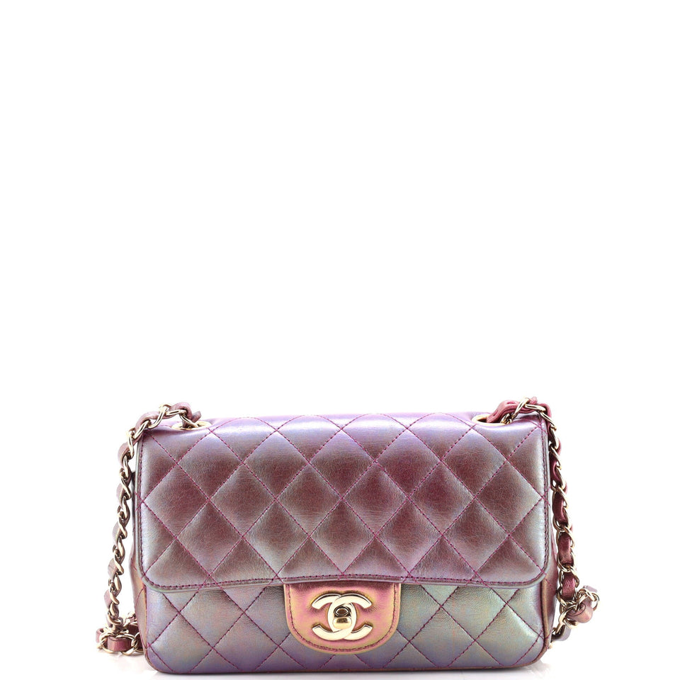 Classic Single Flap Bag Quilted Iridescent Lambskin Mini