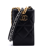 19 Vertical Phone Holder with Chain Quilted Lambskin