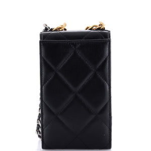 19 Vertical Phone Holder with Chain Quilted Lambskin