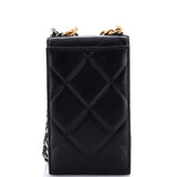 19 Vertical Phone Holder with Chain Quilted Lambskin