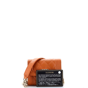 Boy Flap Card Holder on Chain Quilted Caviar