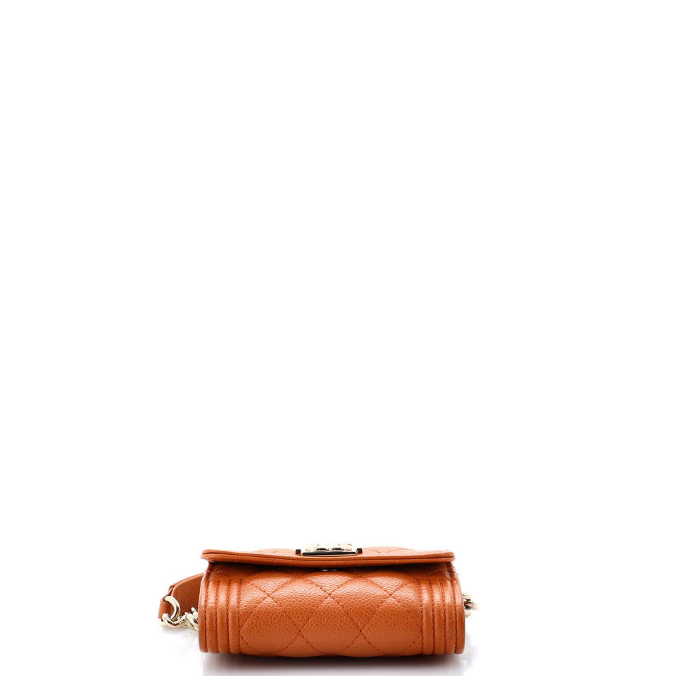 Boy Flap Card Holder on Chain Quilted Caviar