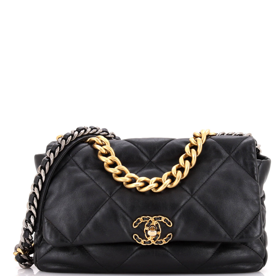 19 Flap Bag Quilted Leather Large