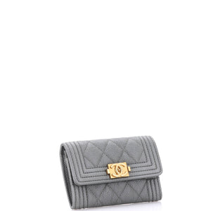 Boy Flap Card Case Quilted Caviar
