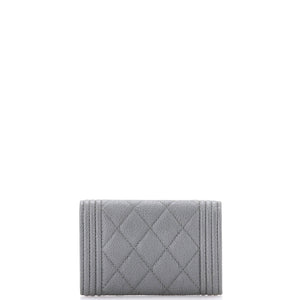 Boy Flap Card Case Quilted Caviar