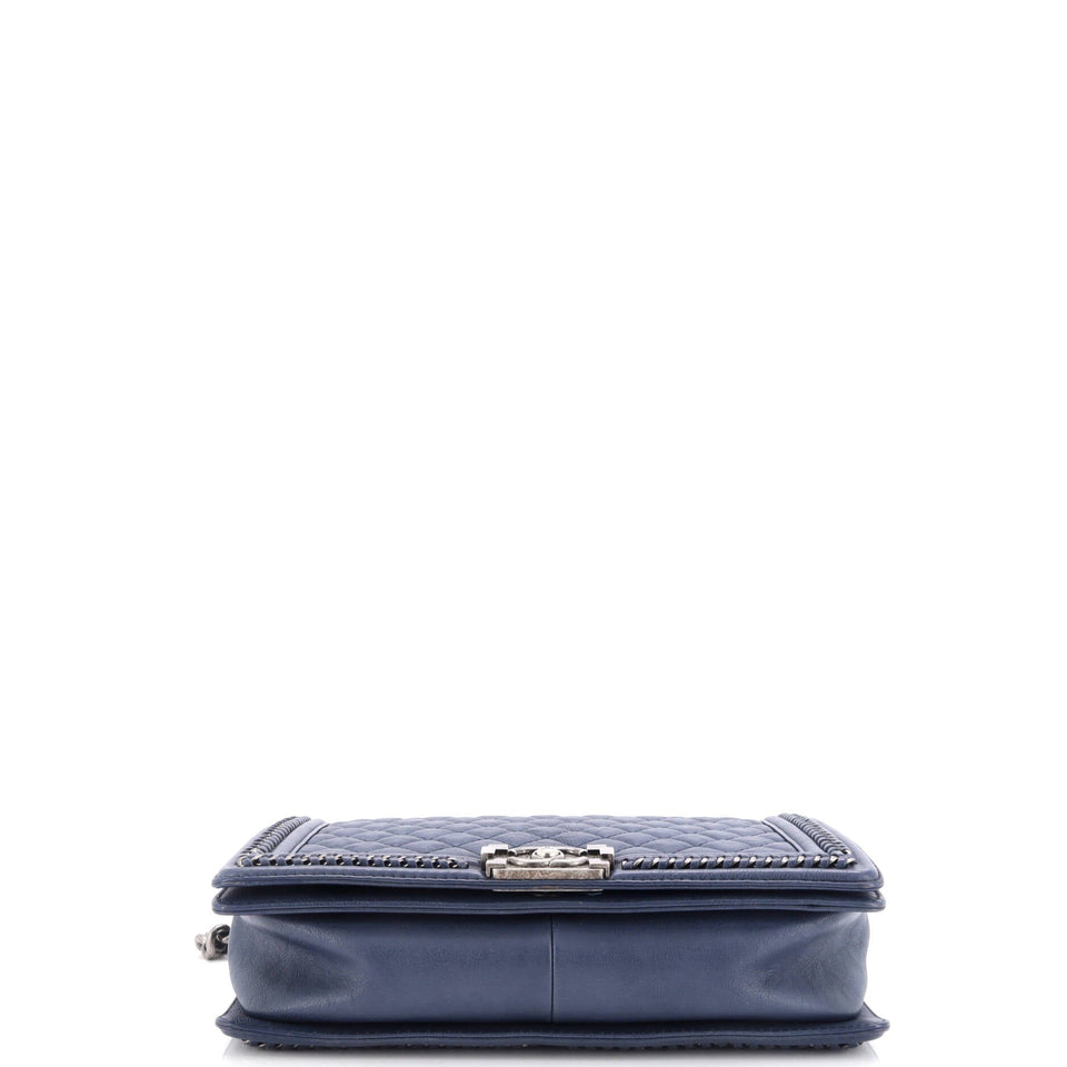 Chain Handle Boy Flap Bag Quilted Calfskin New Medium