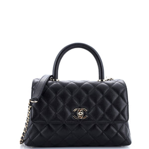 Coco Top Handle Bag Quilted Caviar Mini