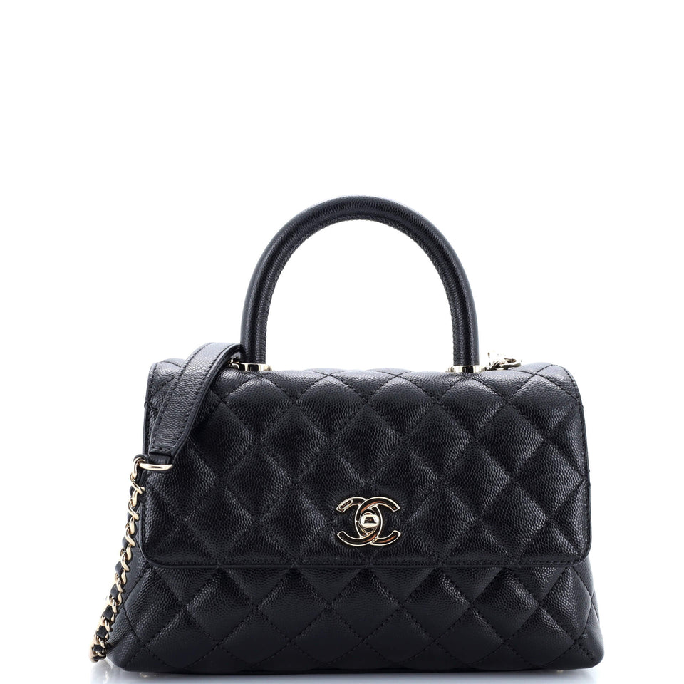 Coco Top Handle Bag Quilted Caviar Mini