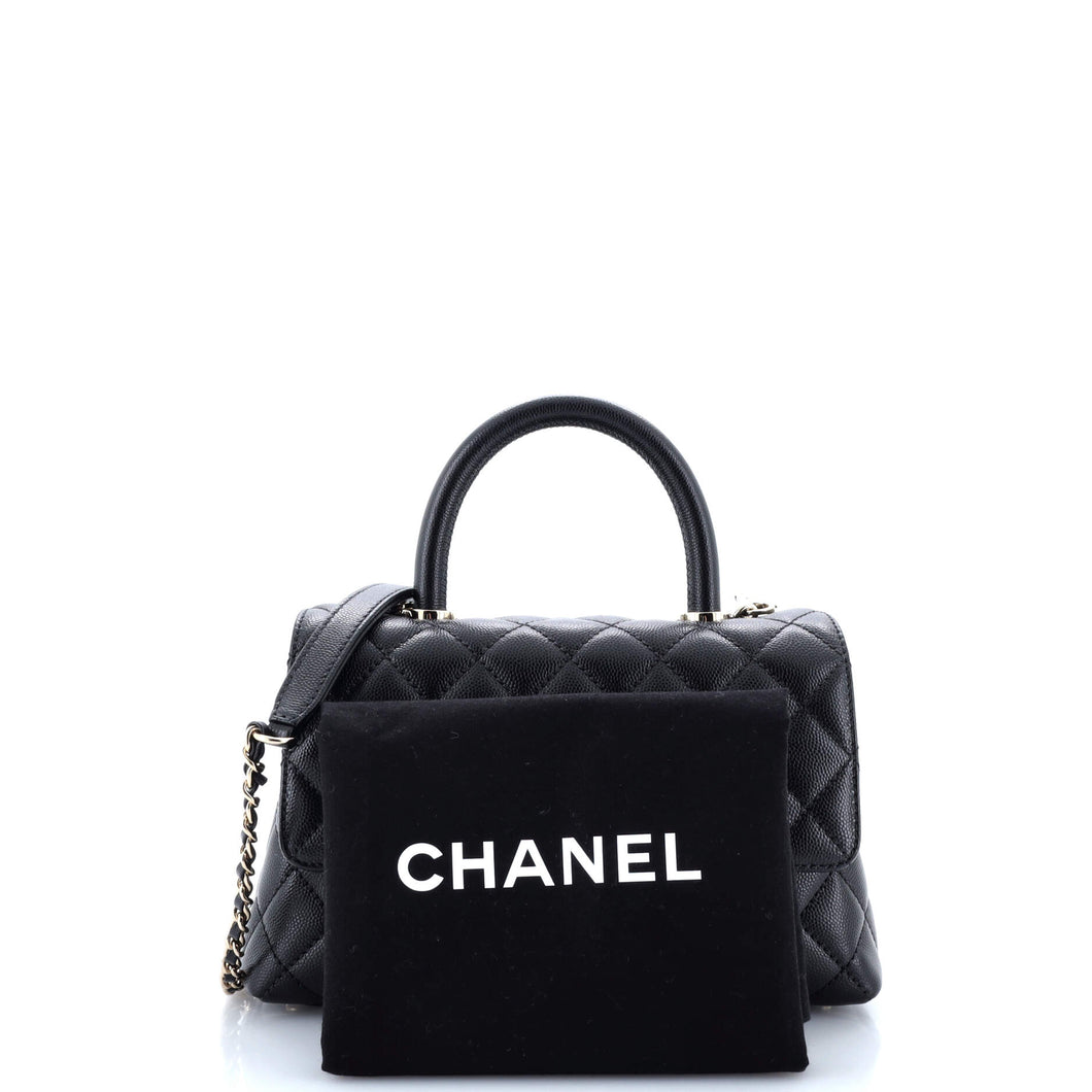Coco Top Handle Bag Quilted Caviar Mini