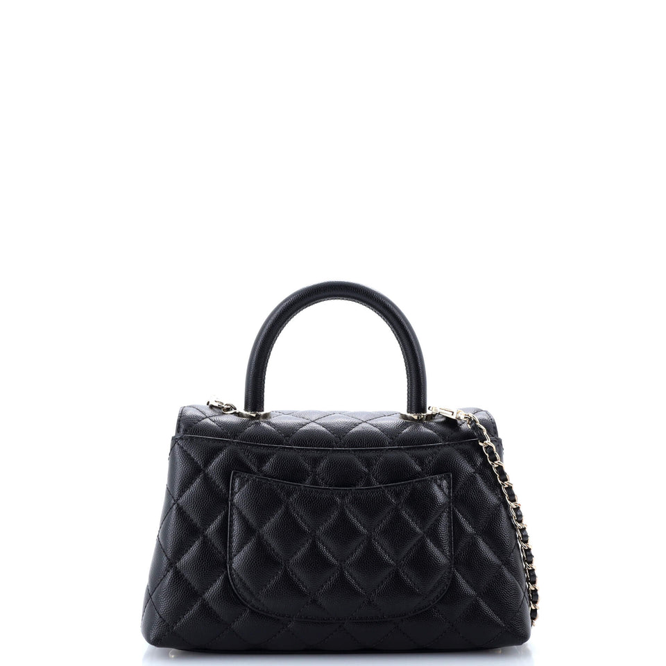Coco Top Handle Bag Quilted Caviar Mini