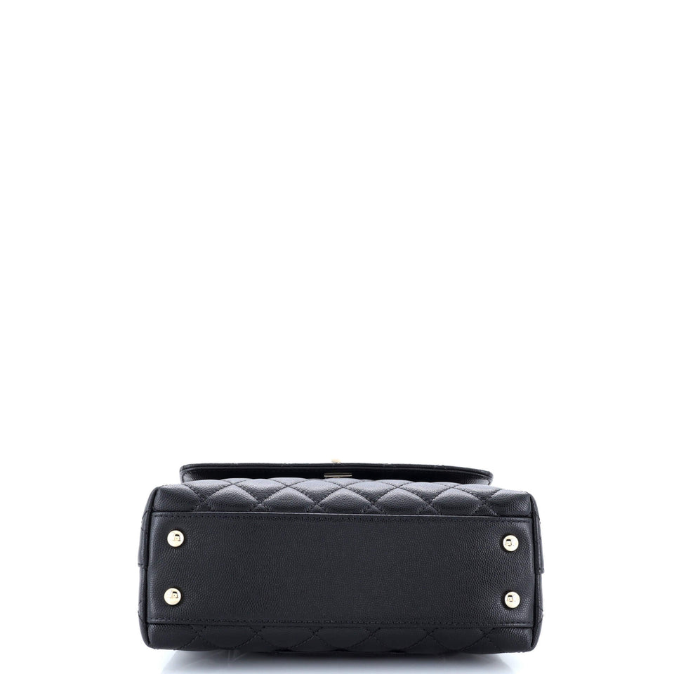 Coco Top Handle Bag Quilted Caviar Mini