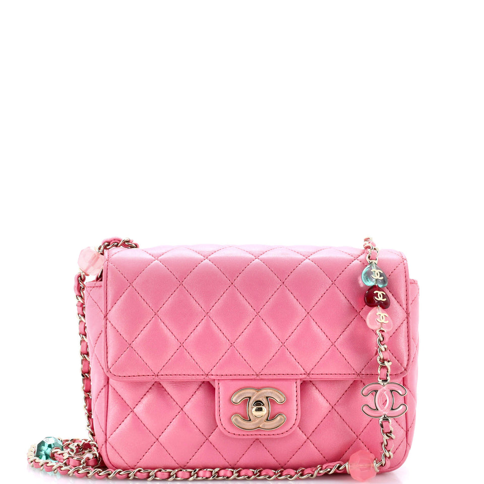 Candy Heart Flap Bag Quilted Lambskin Small