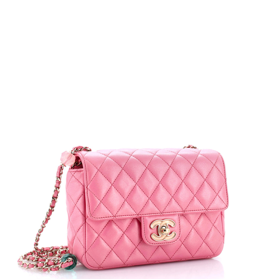Candy Heart Flap Bag Quilted Lambskin Small
