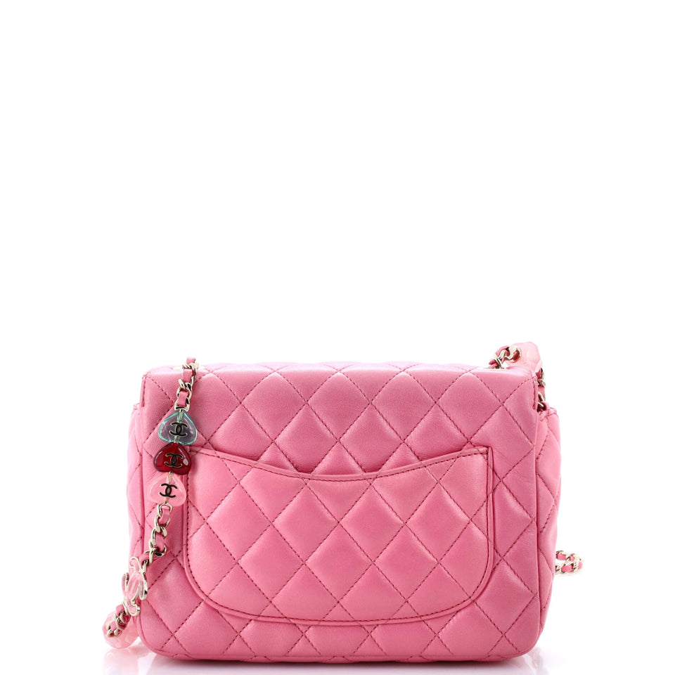 Candy Heart Flap Bag Quilted Lambskin Small