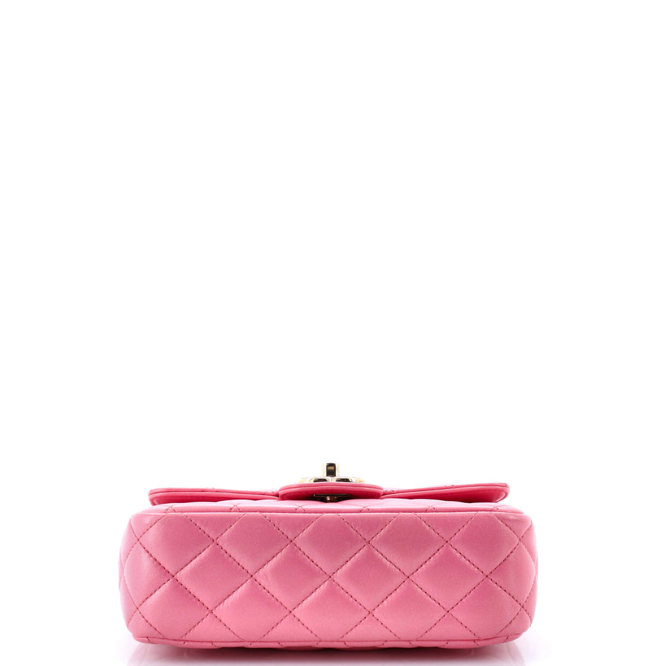 Candy Heart Flap Bag Quilted Lambskin Small