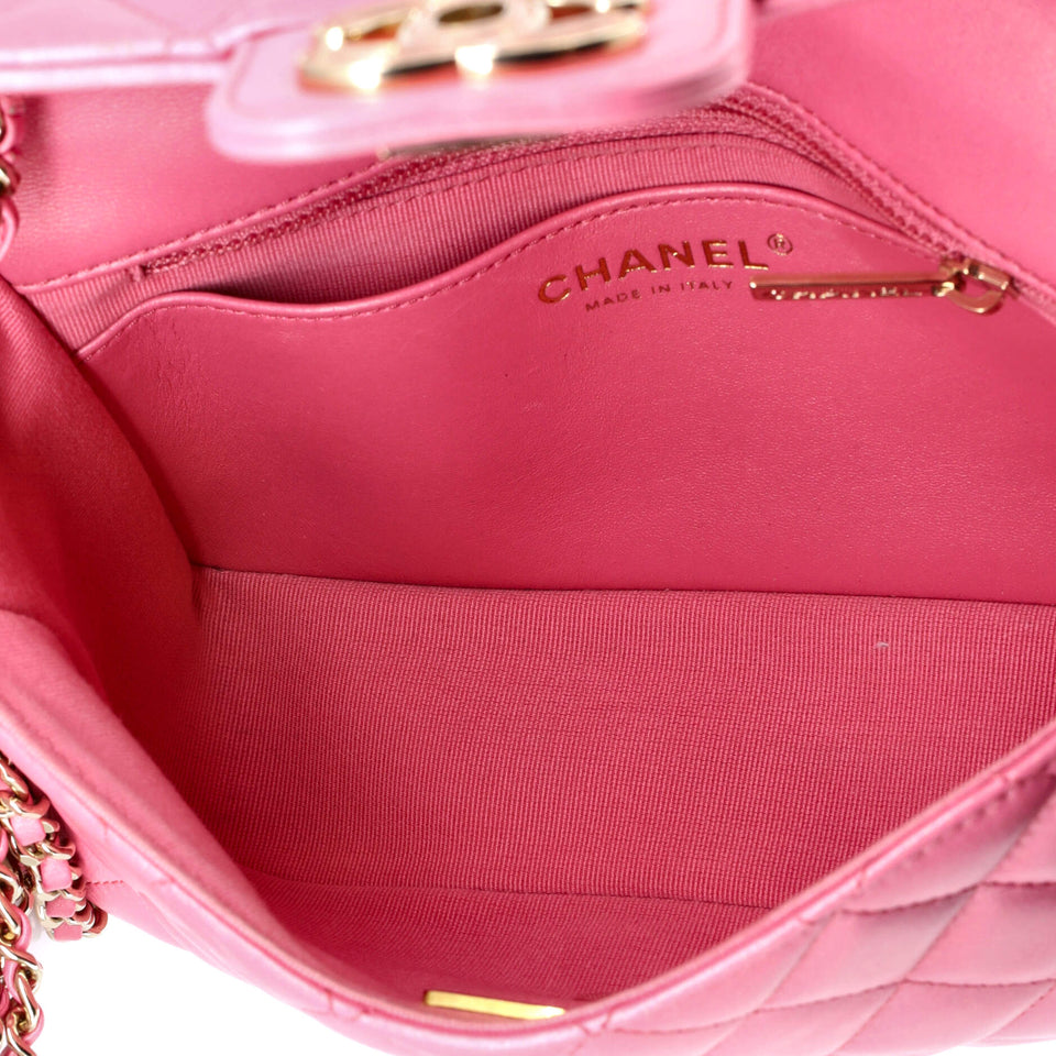 Candy Heart Flap Bag Quilted Lambskin Small