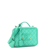 Filigree Vanity Case Quilted Caviar Medium