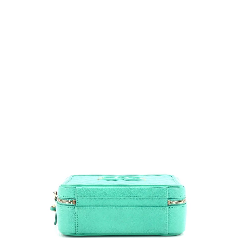 Filigree Vanity Case Quilted Caviar Medium
