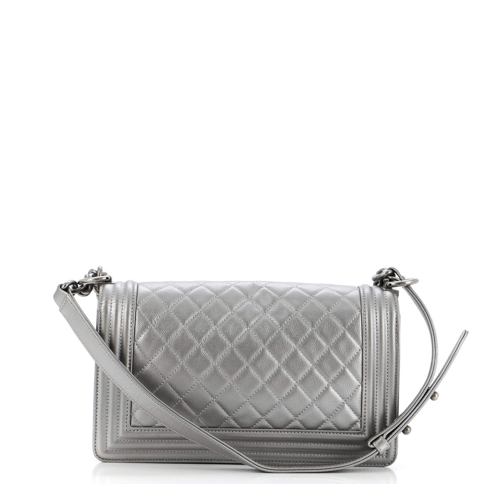 Boy Flap Bag Quilted Caviar Old Medium