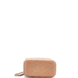 CC Top Handle Vanity Case with Chain Quilted Lambskin with Metal Small