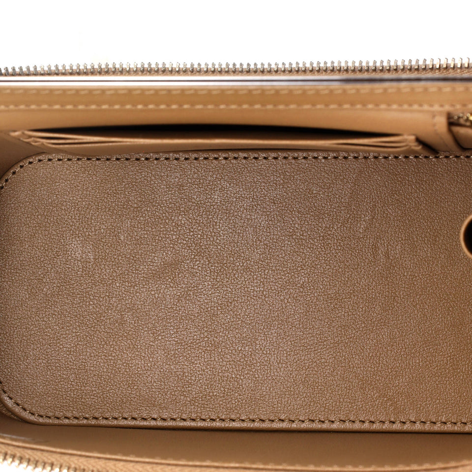 CC Top Handle Vanity Case with Chain Quilted Lambskin with Metal Small