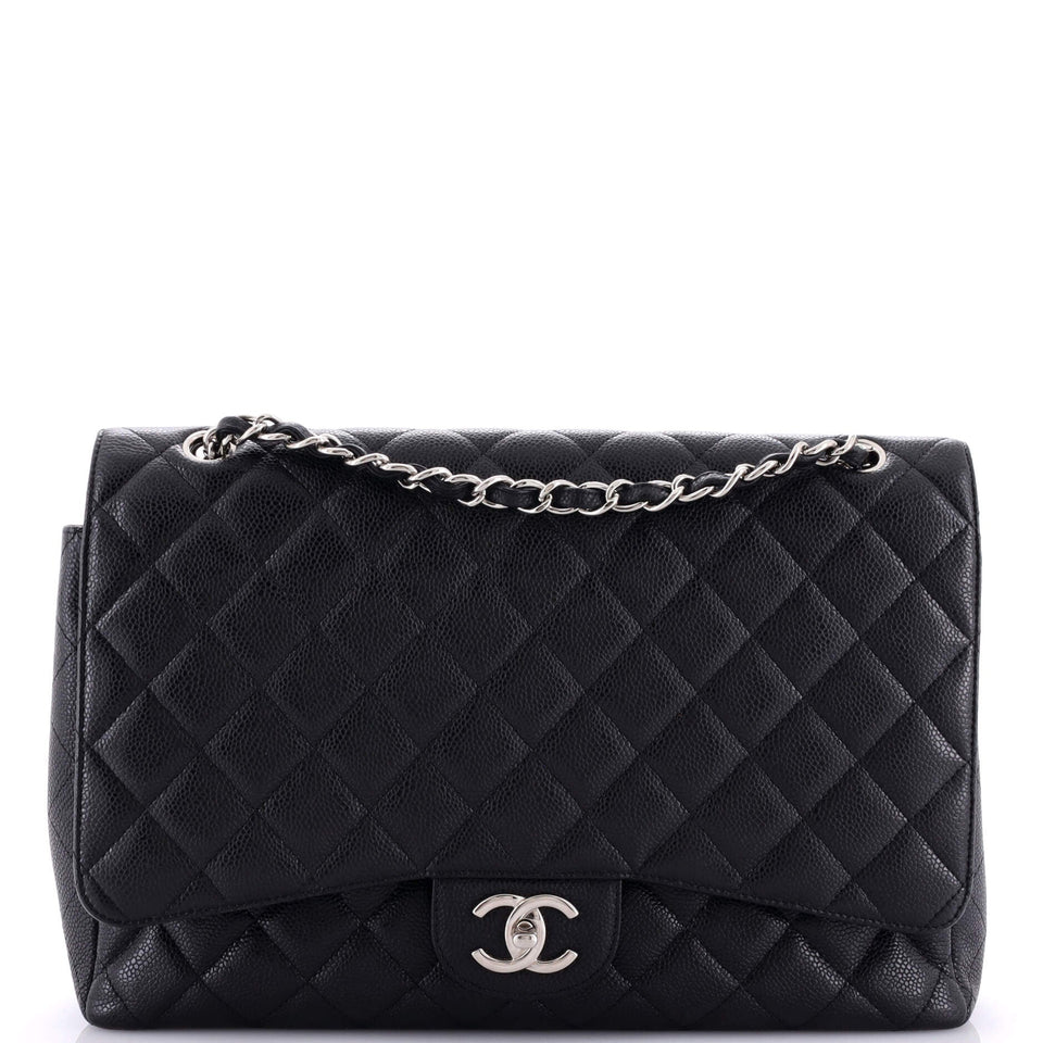 Classic Double Flap Bag Quilted Caviar Maxi