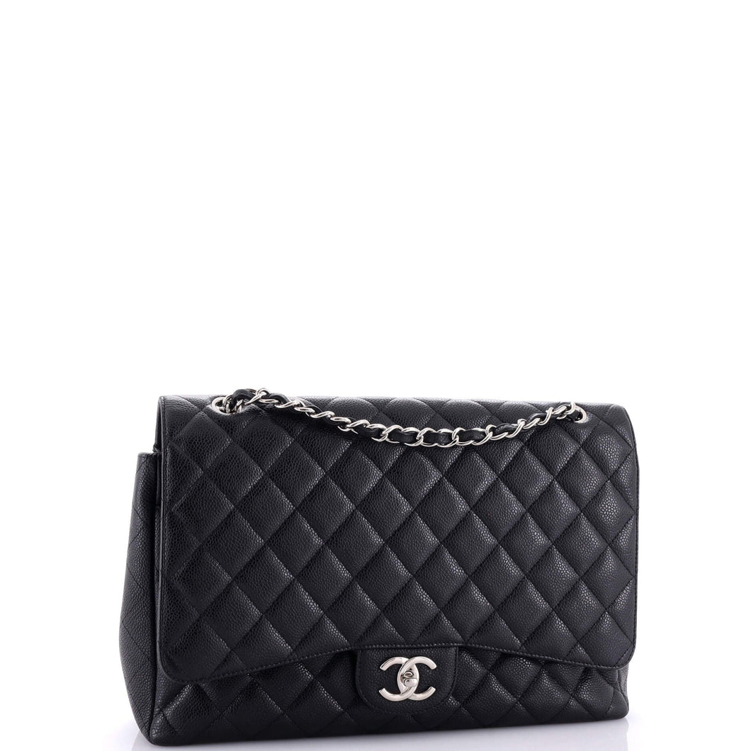 Classic Double Flap Bag Quilted Caviar Maxi
