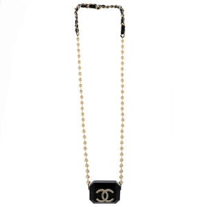 Airpods Case Pro Necklace Faux Pearls with Lambskin, Resin and Crystals