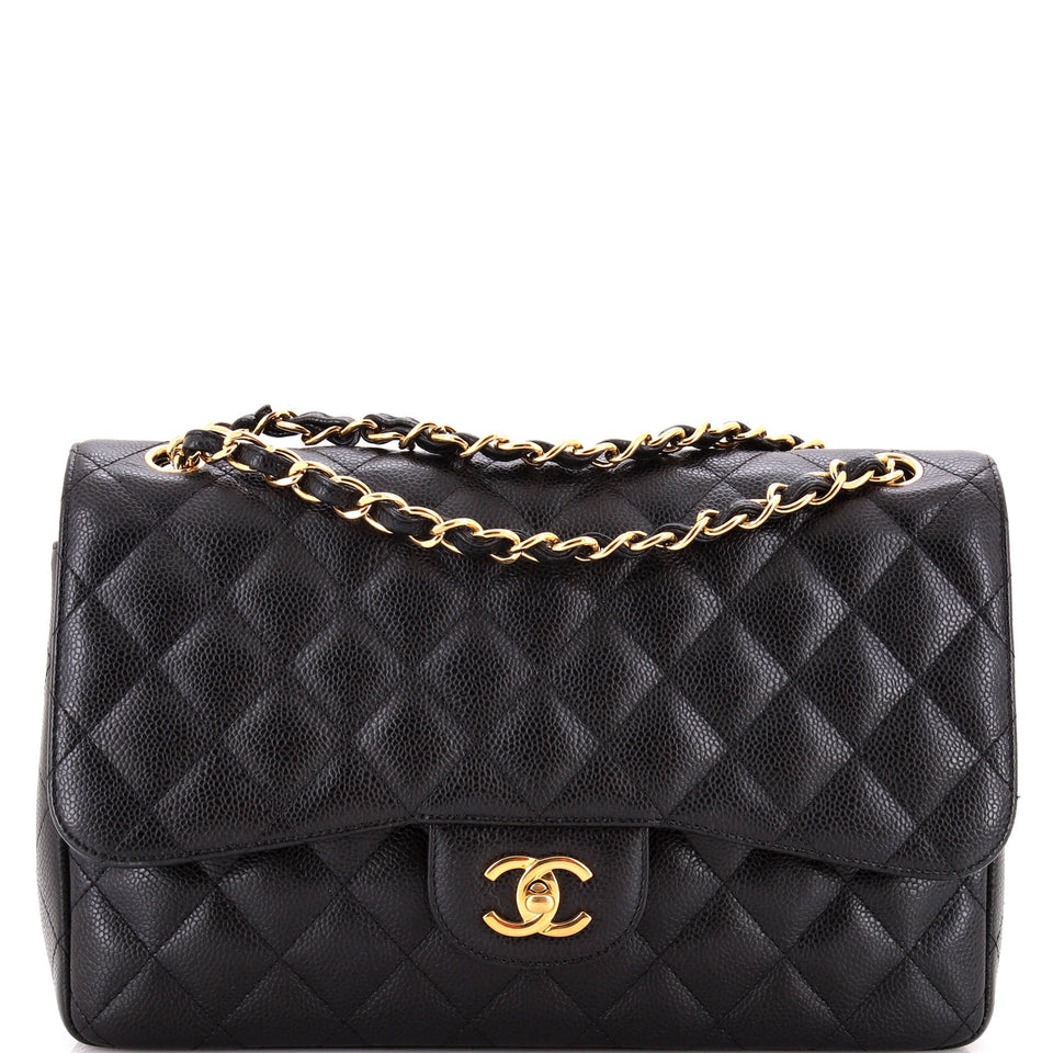 Classic Double Flap Bag Quilted Caviar Jumbo