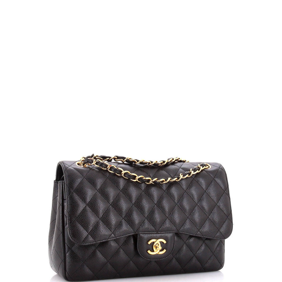 Classic Double Flap Bag Quilted Caviar Jumbo