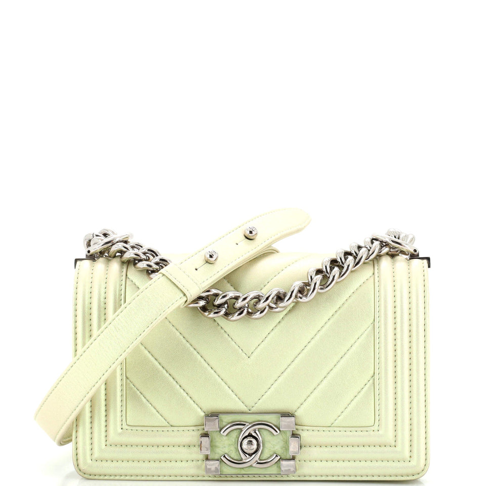 CHANEL Boy Flap Bag Iridescent Chevron Lambskin Small