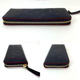 LOUIS VUITTON Clemence Empreinte Leather Blue Wallet Clutch
