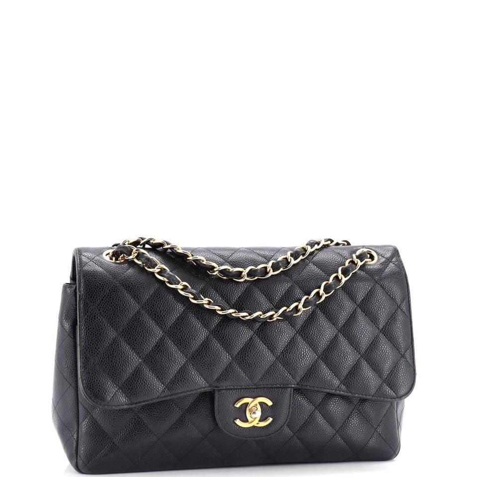 Classic Double Flap Bag Quilted Caviar Jumbo