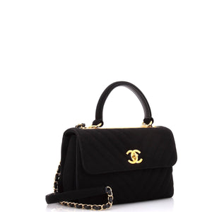 Trendy CC Top Handle Bag Chevron Jersey Small