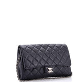Clutch with Chain Quilted Caviar