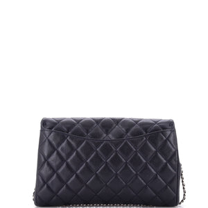 Clutch with Chain Quilted Caviar
