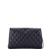 Clutch with Chain Quilted Caviar