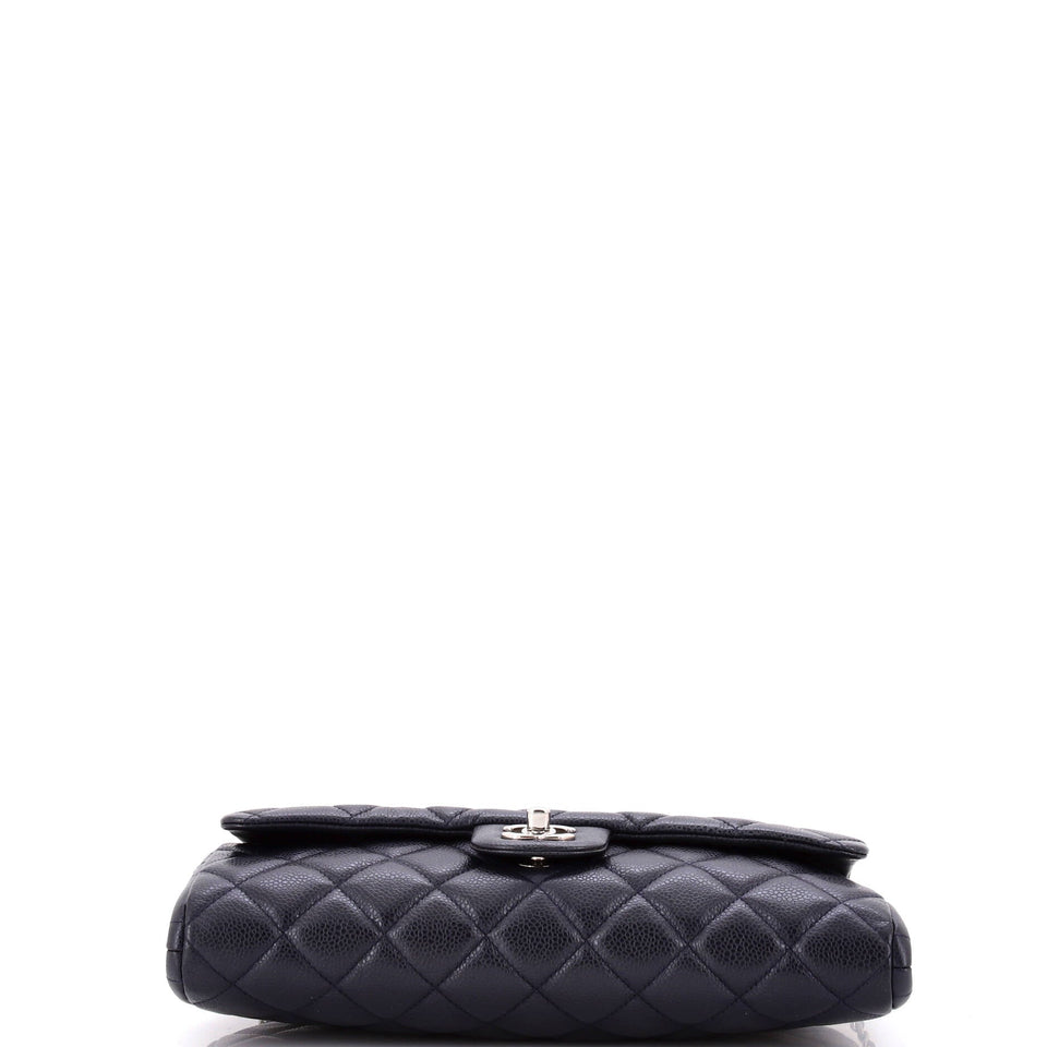 Clutch with Chain Quilted Caviar