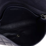 Clutch with Chain Quilted Caviar