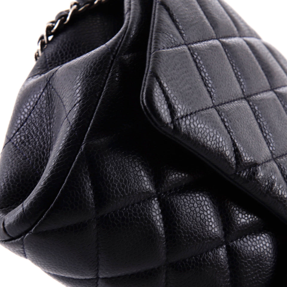 Clutch with Chain Quilted Caviar
