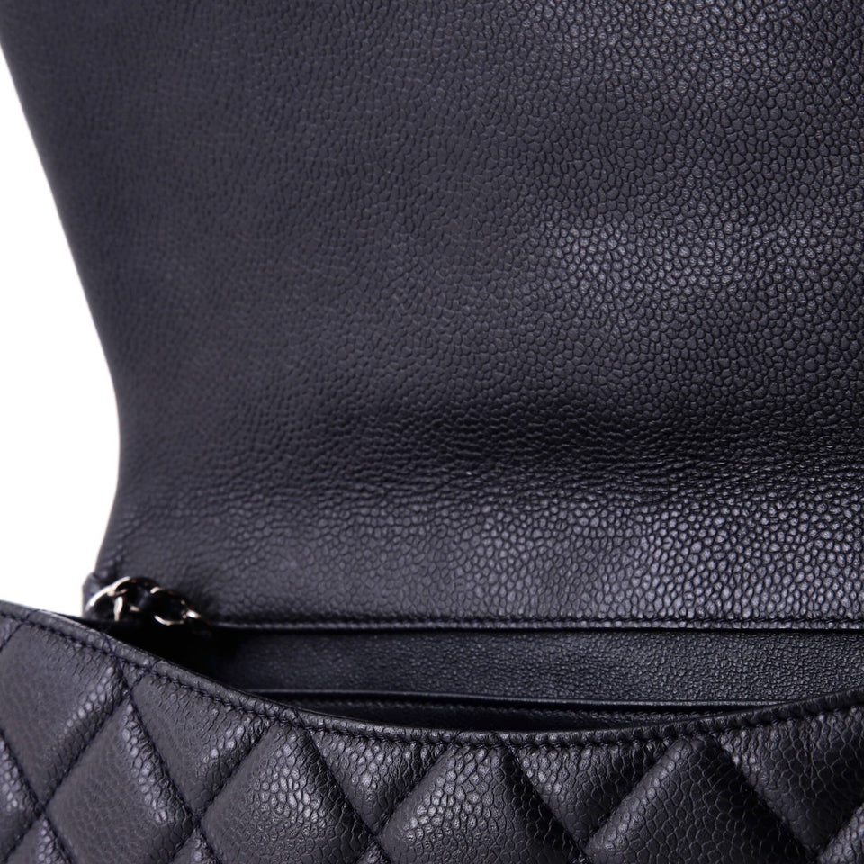 Clutch with Chain Quilted Caviar