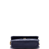 Twist Your Buttons Flap Coin Purse with Chain Quilted Shiny Caviar